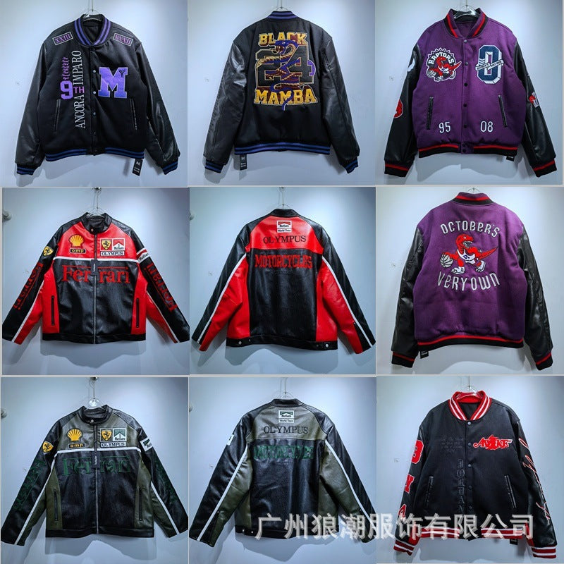 Varsity Jacket Unisex 2024 – Giacca College con Maniche in Pelle e Ricami Premium