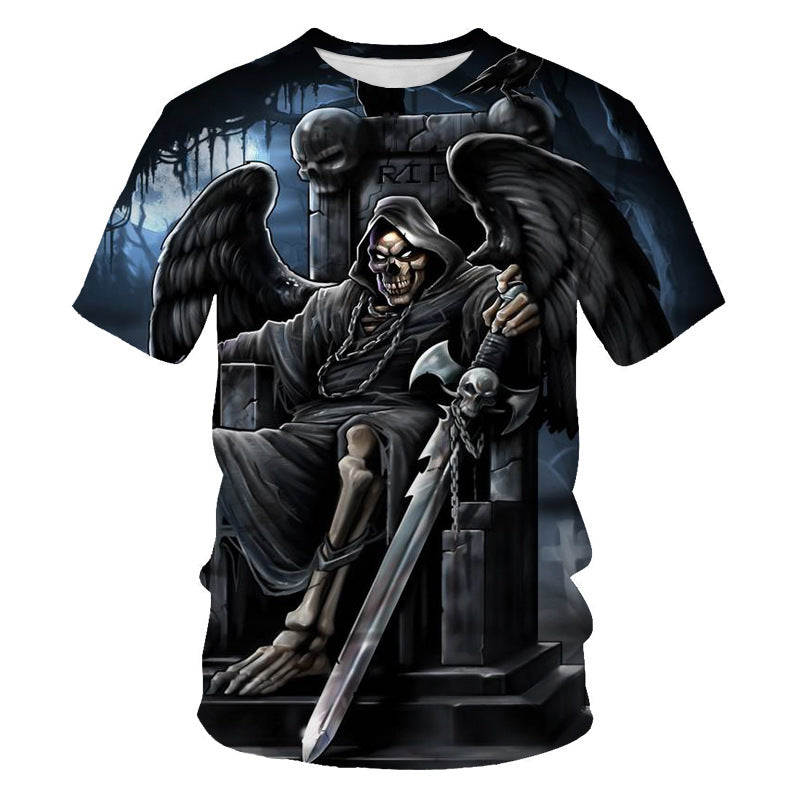 T-Shirt Teschio 3D Uomo – Stile Ribelle e Stampe Digitali Ultra Realistiche!