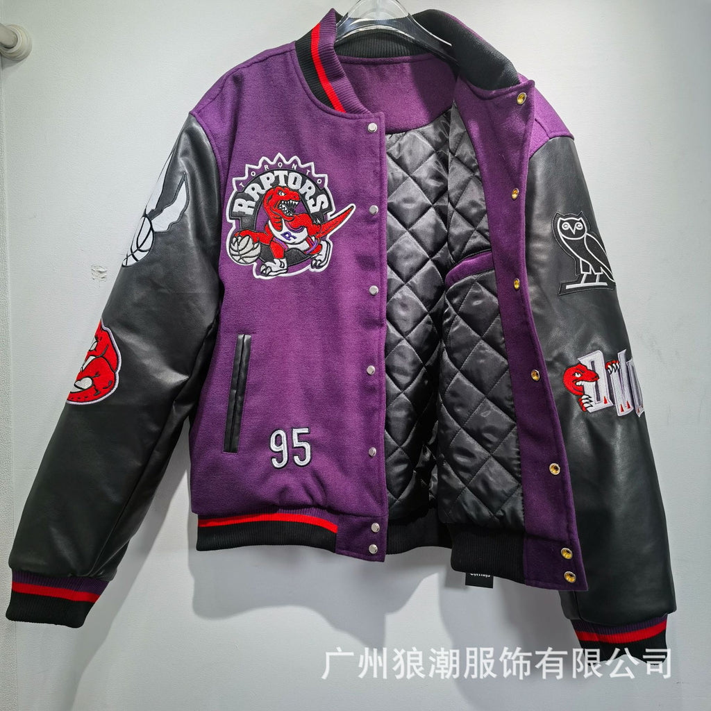 Varsity Jacket Unisex 2024 – Giacca College con Maniche in Pelle e Ricami Premium