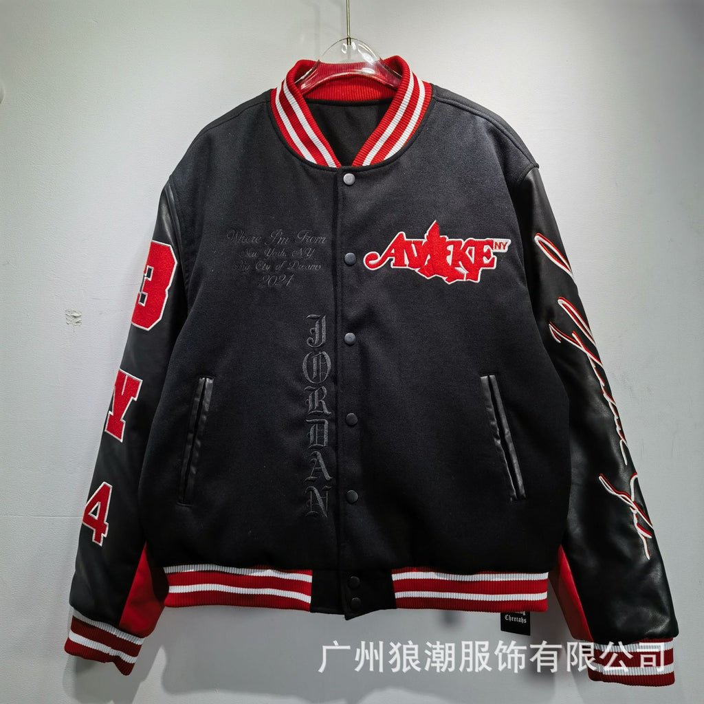 Varsity Jacket Unisex 2024 – Giacca College con Maniche in Pelle e Ricami Premium