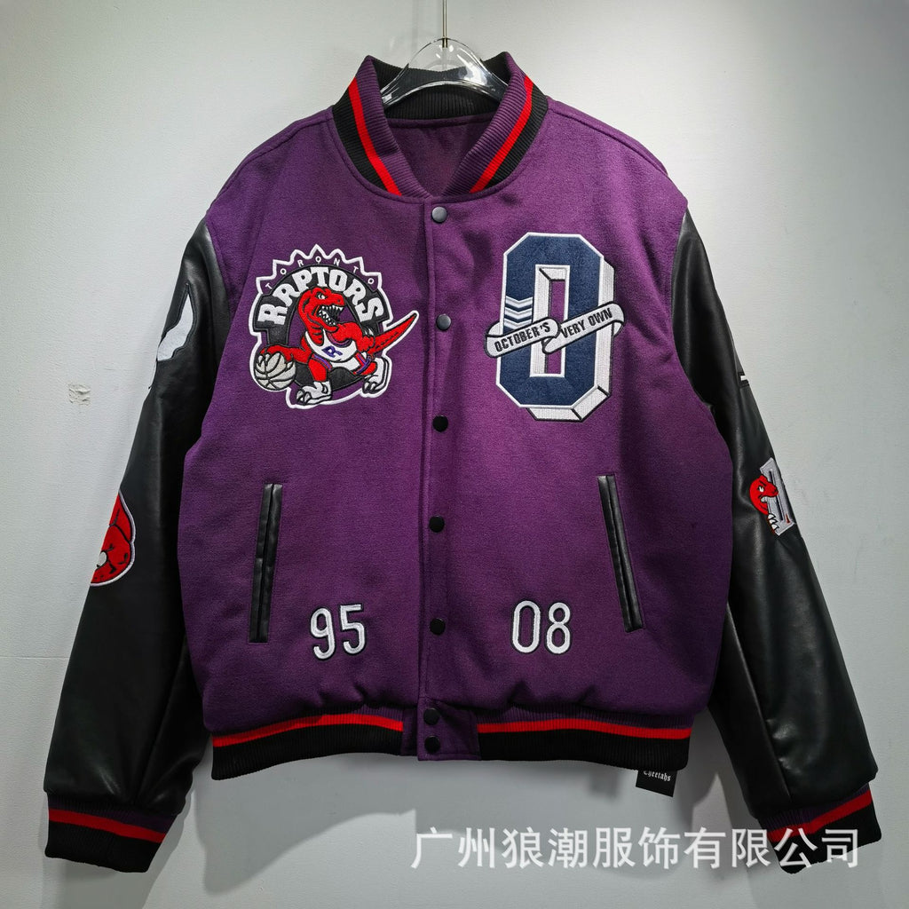 Varsity Jacket Unisex 2024 – Giacca College con Maniche in Pelle e Ricami Premium
